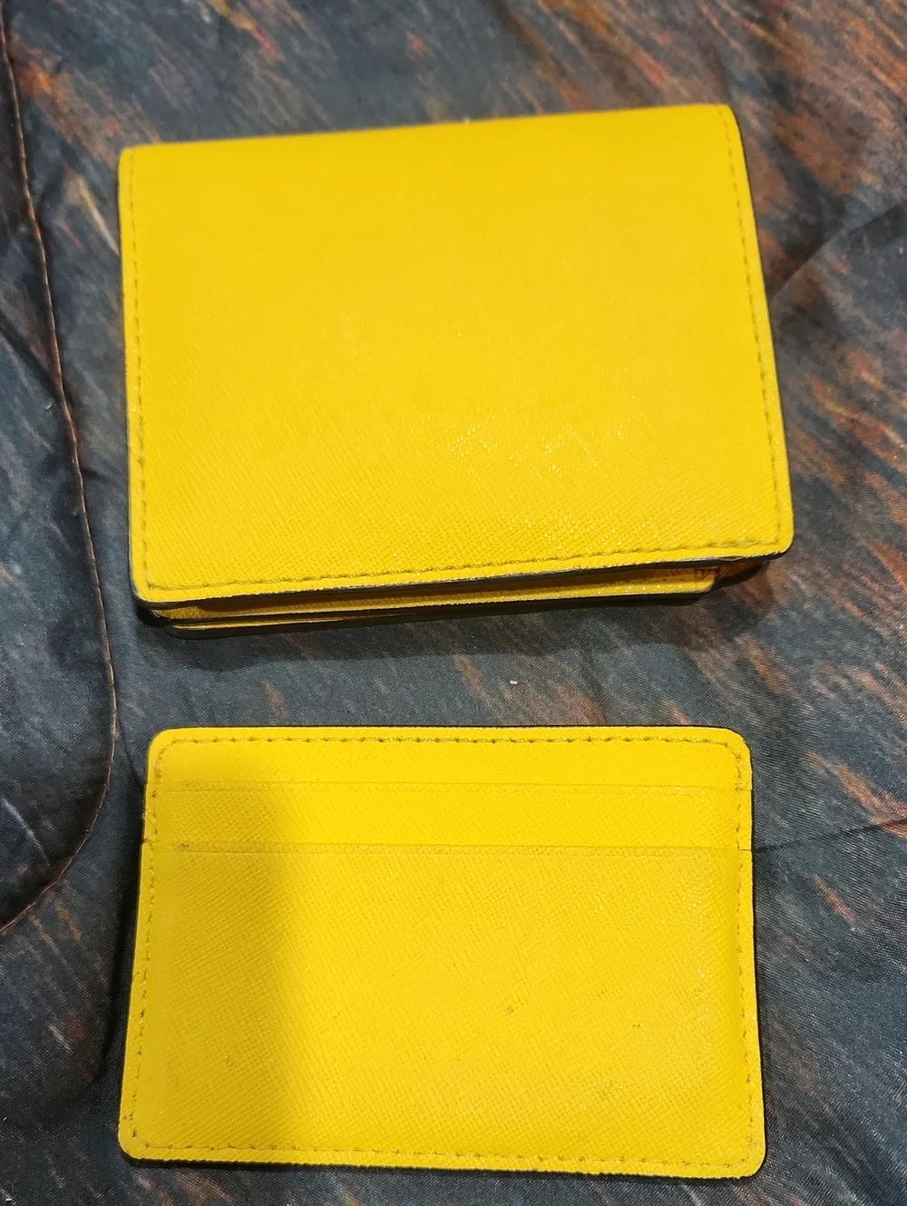 Michael Kors Yellow Leather Compact Wallet & Card Holder Set